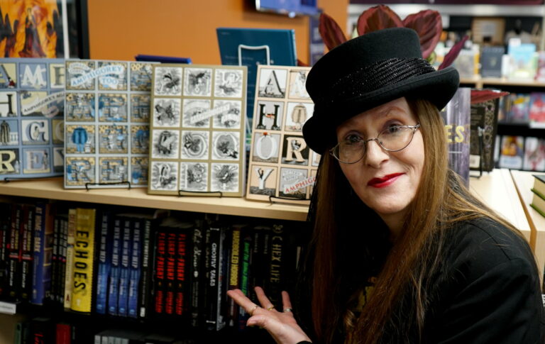 Mysterious Galaxy Bookstore Author Event November 2019 - Lori R. Lopez With Edward Gorey Books
