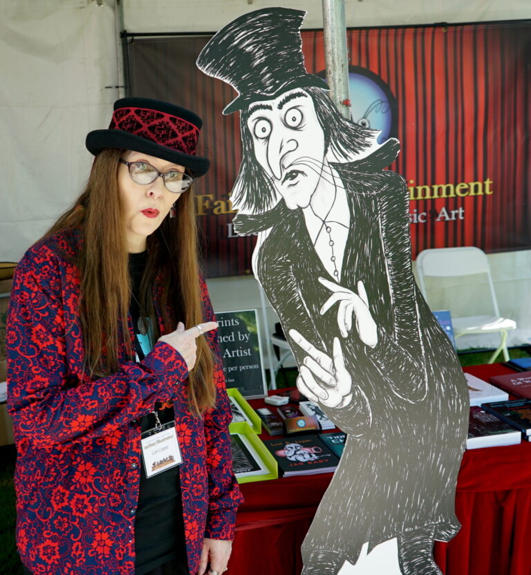 2018 O.C. Children's Book Festival - Lori R. Lopez Posing With Mister Snark Cutout