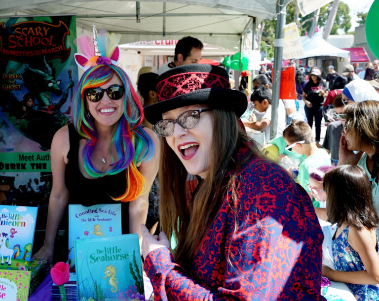 2018 O.C. Children's Book Festival - Horror Author Lori R. Lopez Posing With Children's Book Author Sheri Fink