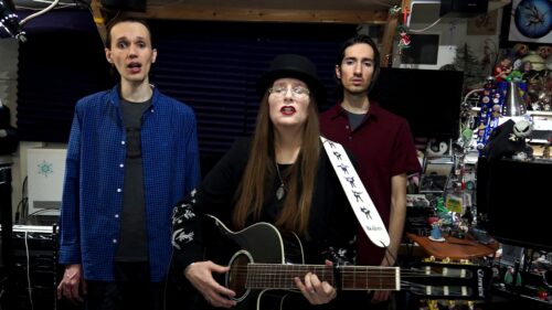 The Fairyflies band - Noel Lopez, Lori R. Lopez, Rafael Lopez singing Love Conquers All