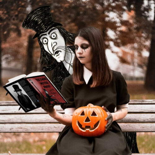 Mister Snark Lurking Behind Someone Reading His Book